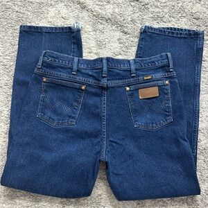 Wrangler Men Dark Blue Relaxed straight Classic Western Jeans Retro Rodeo 38X30